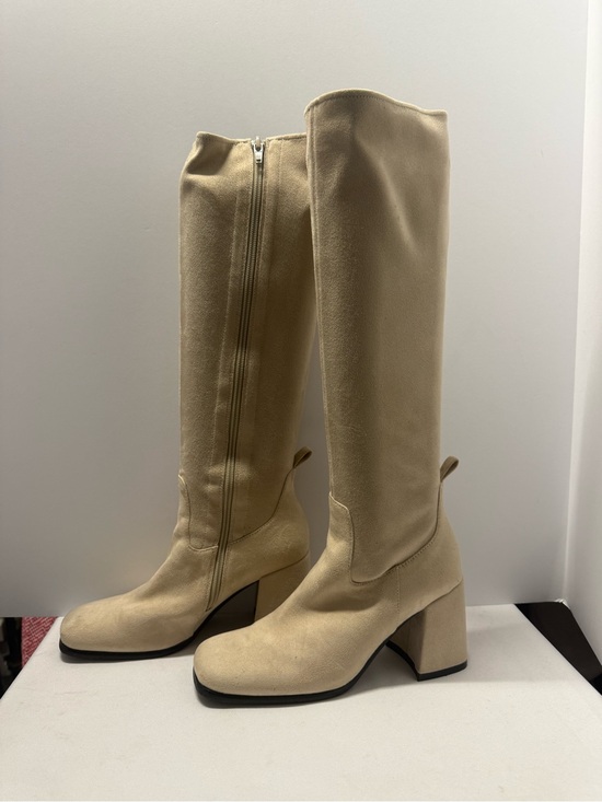 Jeffrey Campbell Shoes - Jeffrey Campbell Beige Tall Block Heel Boots